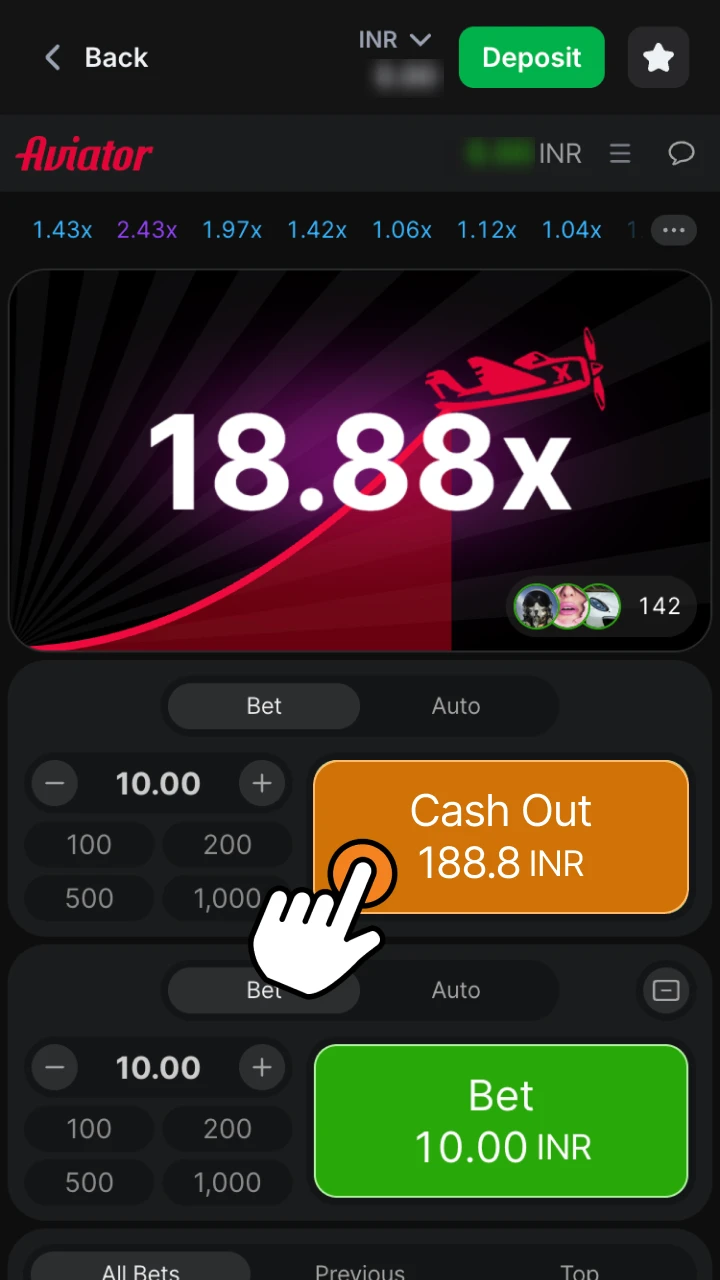 Start playing Aviator game at 1win and win big.