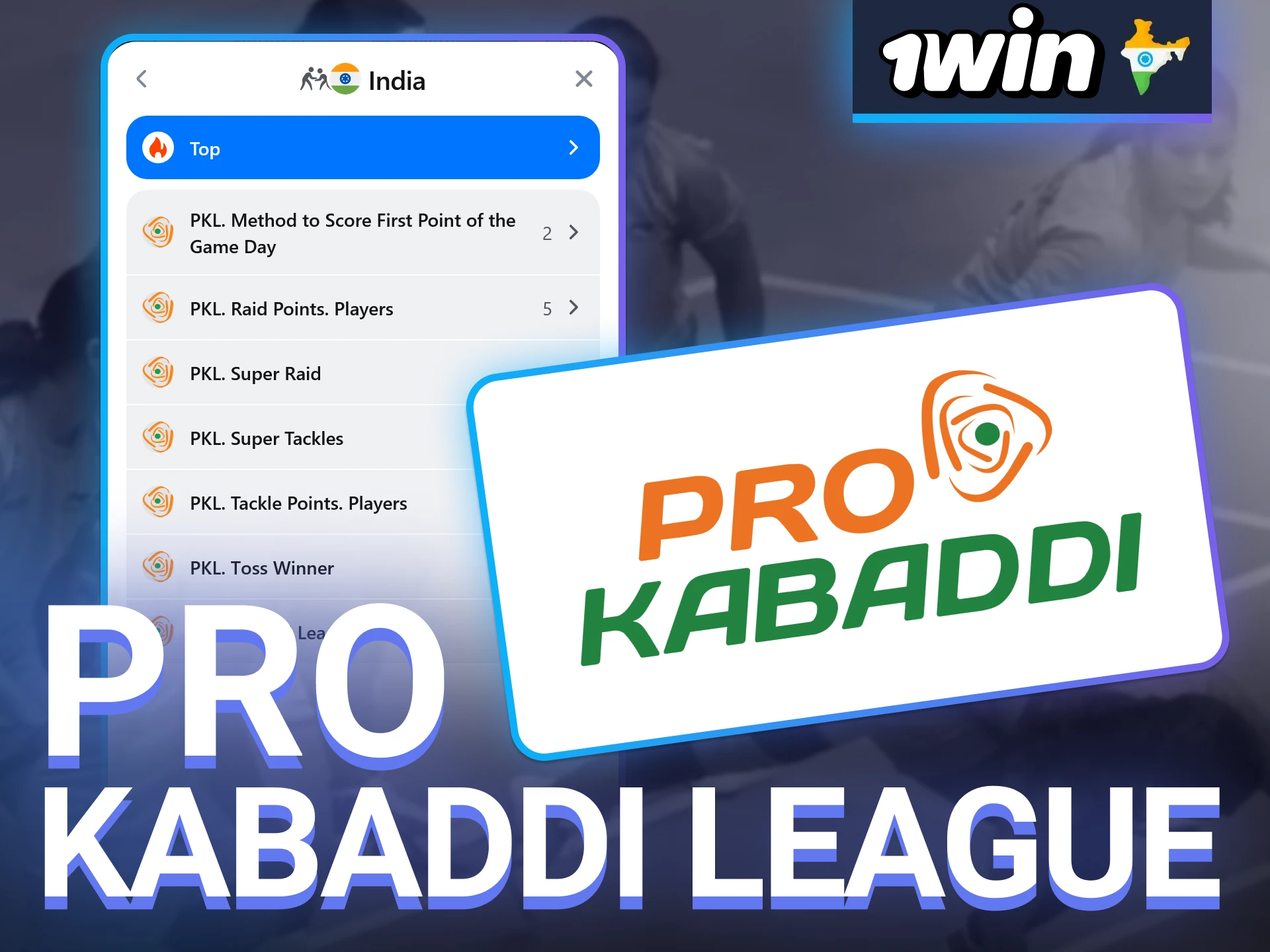 Betting on Indians' most favourite kabaddi event Pro Kabaddi League is available at 1win.