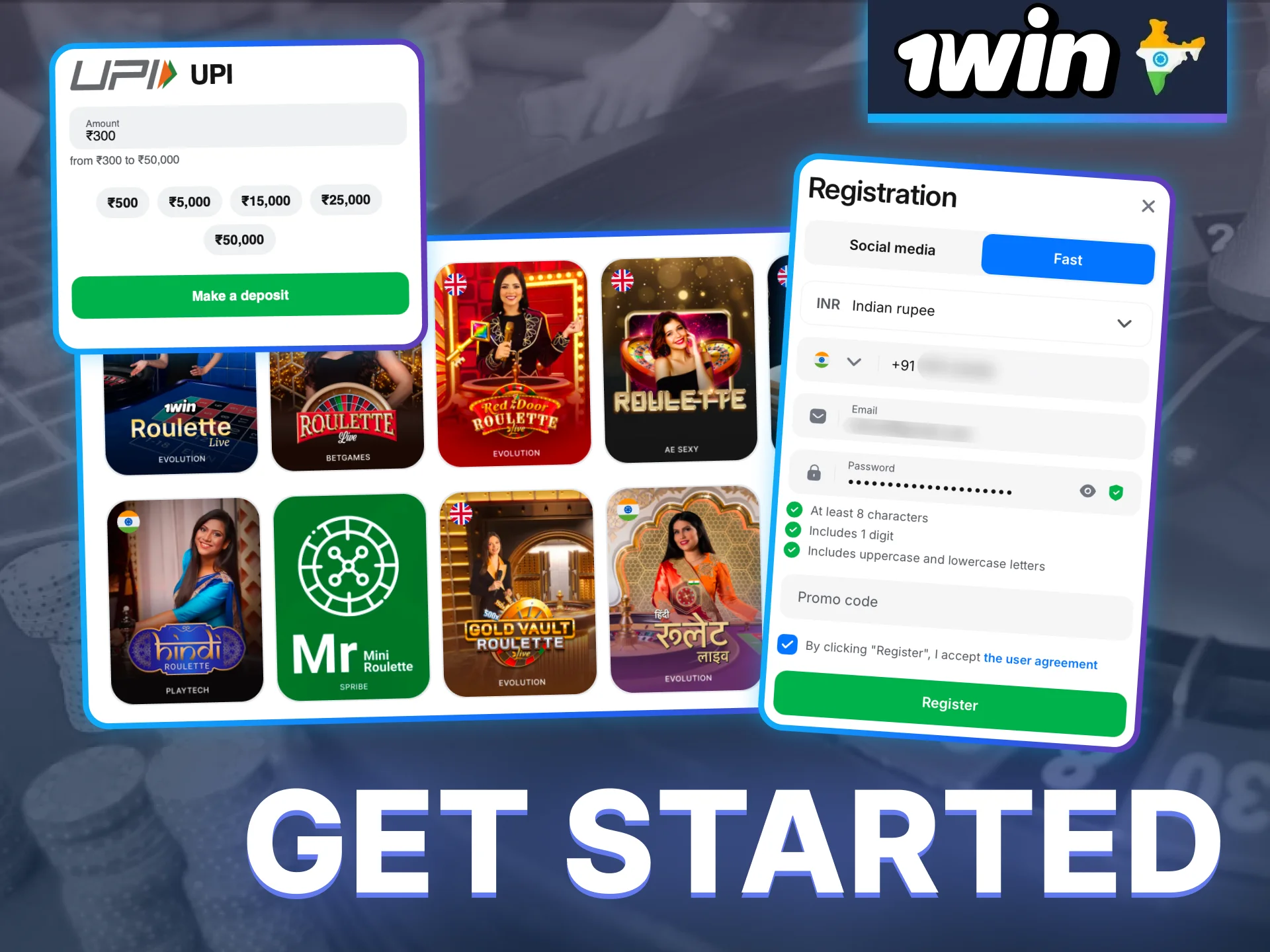 Register at 1win to start playing Roulette right now.