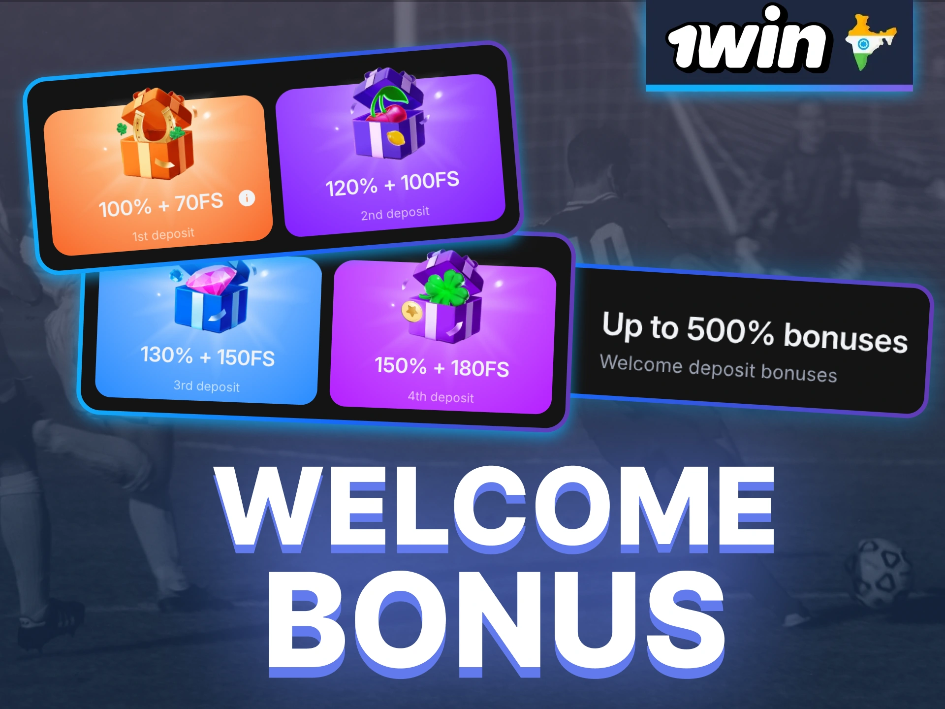 Boost football betting on 1Win and unlock a powerful welcome bonus for your first deposits.